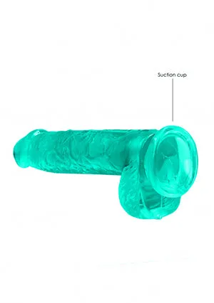 Realrock Crystal Clear 6 15 cm Realistic Dildo with Balls Green Shots Toys Female Sex Toys