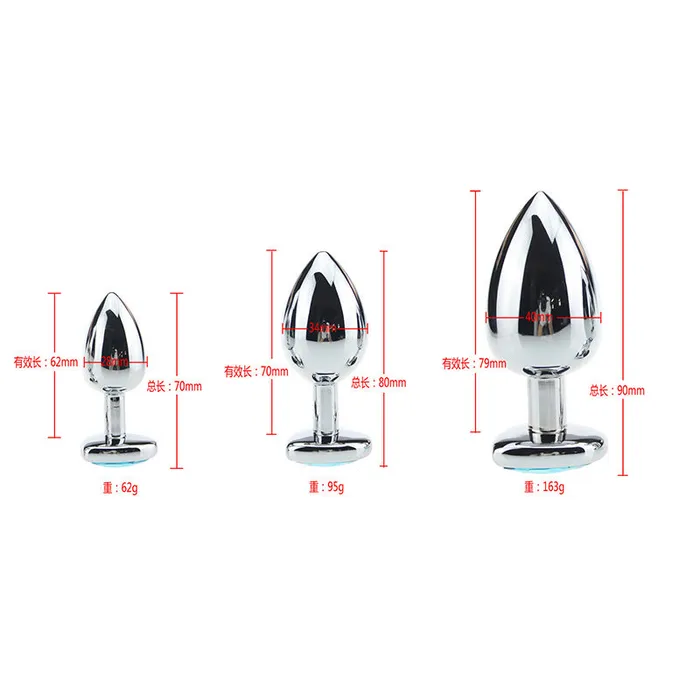 3pcs HeartShaped Jewelled Stainless Steel Anal Plug Kit Light Purple SexyPlay Anal