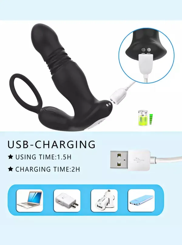 Prostate Massager 7 Modes Vibrating Thrusting Wireless Remote Control babysexlover Anal