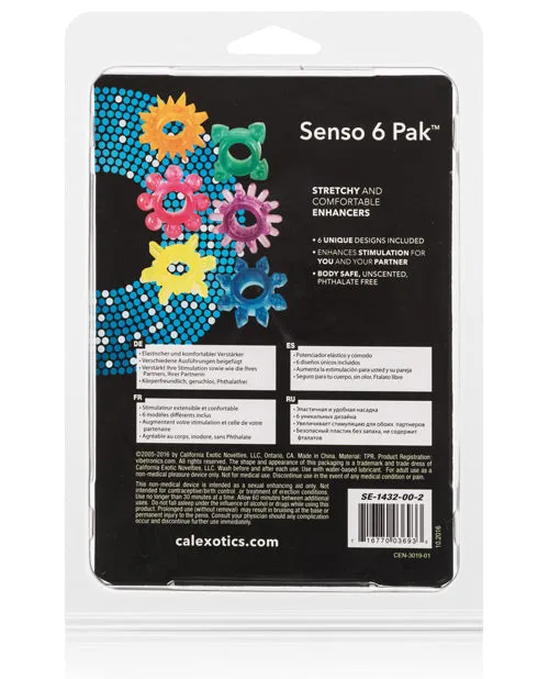 Senso 6 Pack Rings Assorted Colors California Exotic Novelties Enhancers
