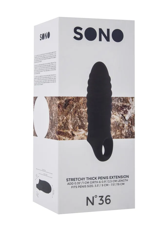 No36 Stretchy Thick Penis Extension Black Shots America Male Sex Toys