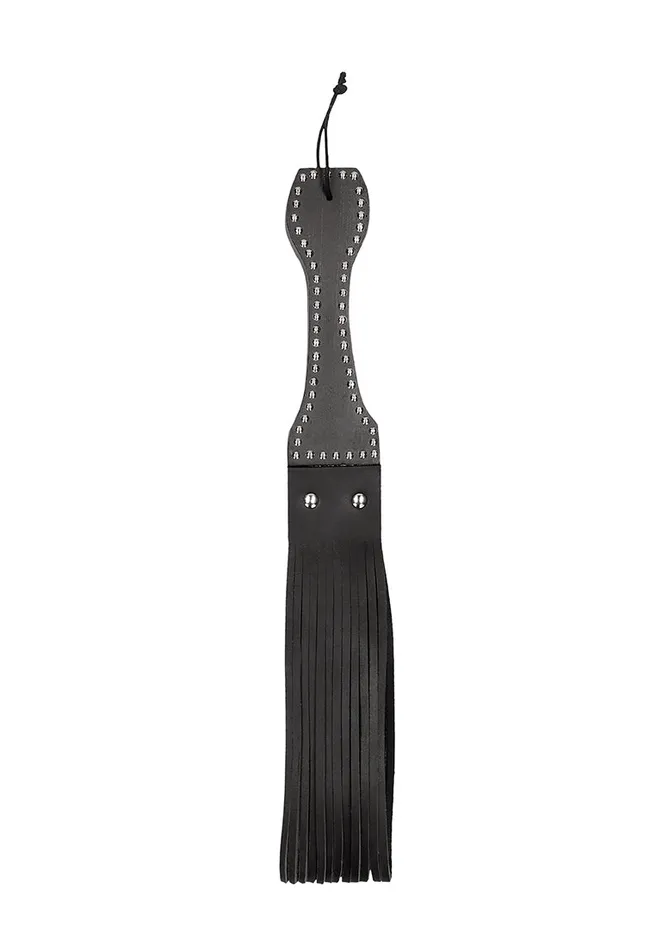 Shots America Restraints Wooden Handle Belt Whip Flogger Leather Black