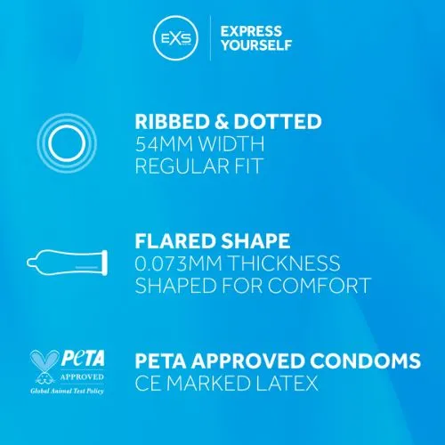 NNN Retail Ltd Female Sex Toys EXS Ribbed Dotted Condoms 144 Box