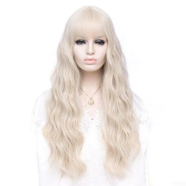 26 Inches Long Wavy Wig with Bangs CHASTITY CAGE CO Male Sex Toys