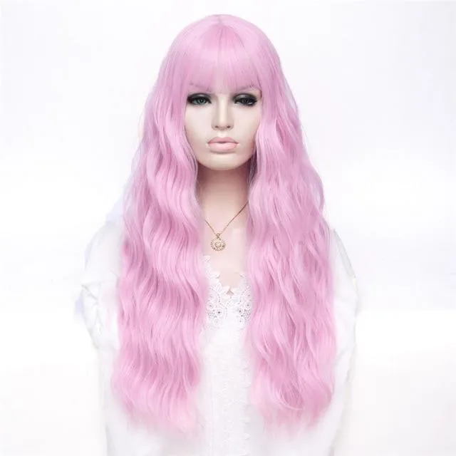 26 Inches Long Wavy Wig with Bangs CHASTITY CAGE CO Male Sex Toys