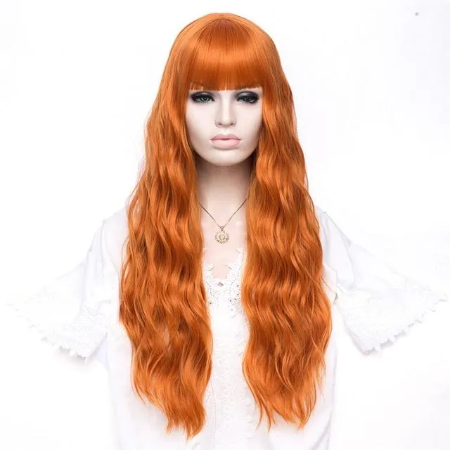 26 Inches Long Wavy Wig with Bangs CHASTITY CAGE CO Male Sex Toys