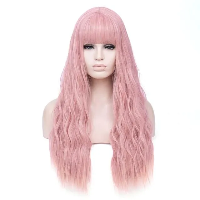 26 Inches Long Wavy Wig with Bangs CHASTITY CAGE CO Male Sex Toys