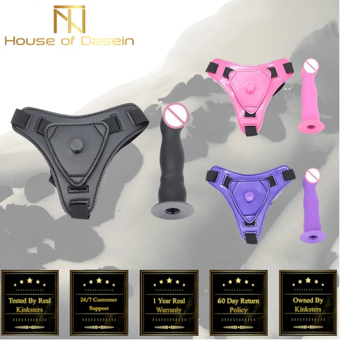 House of Dasein Dildos Strap Ons Dildo With Harness Adjustable Strapon Panties Purple Pink Black Dong