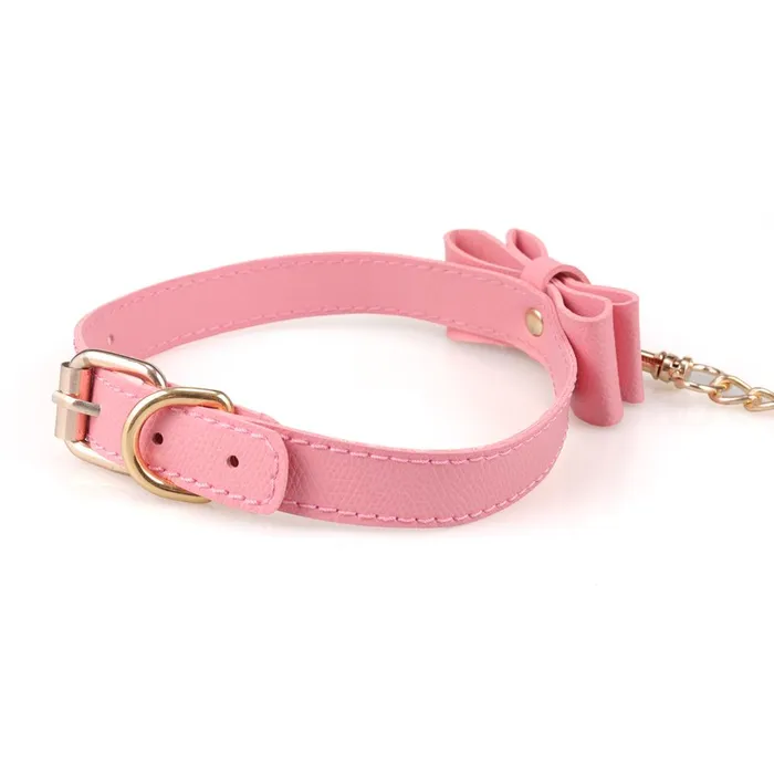 Pink Bow Sissy Slave Collar CHASTITY CAGE CO Vibrators Pink Bow Sissy Slave Collar CHASTITY CAGE CO Vibrators