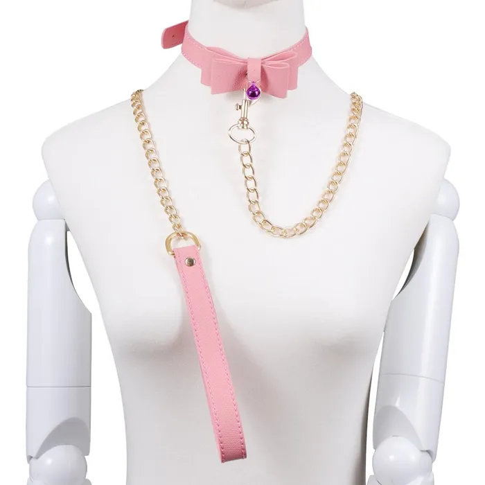 Pink Bow Sissy Slave Collar CHASTITY CAGE CO Vibrators Pink Bow Sissy Slave Collar CHASTITY CAGE CO Vibrators
