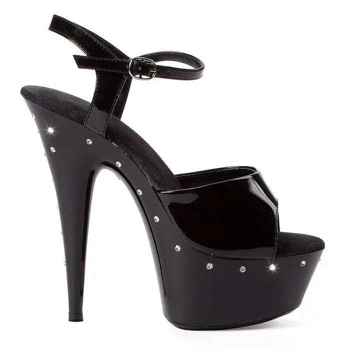 Ellie Shoes Rhinestone Platform Black 6in Size 7 Black Anal