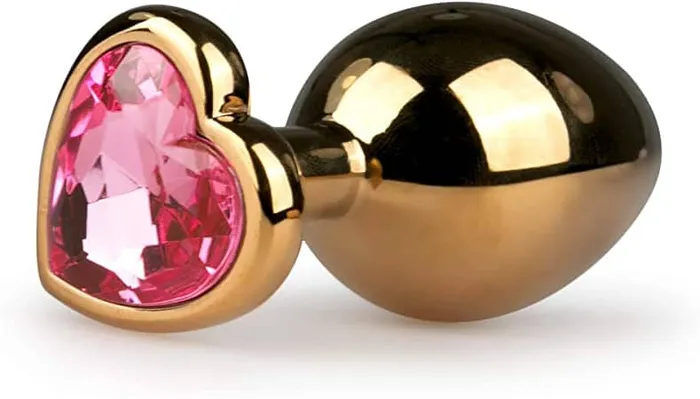 Scandals Anal Heart Crystal Base Metal Butt Plug Gold KO