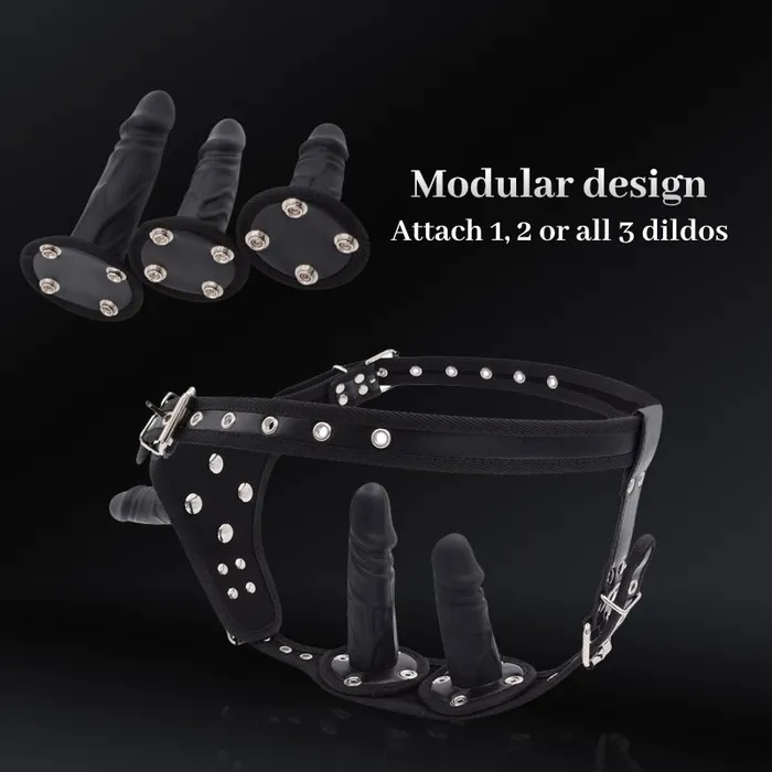 FRISKY BUSINESS SG Female Sex Toys BDSM Strap On 3 Dildos HarnessStrap On Kit