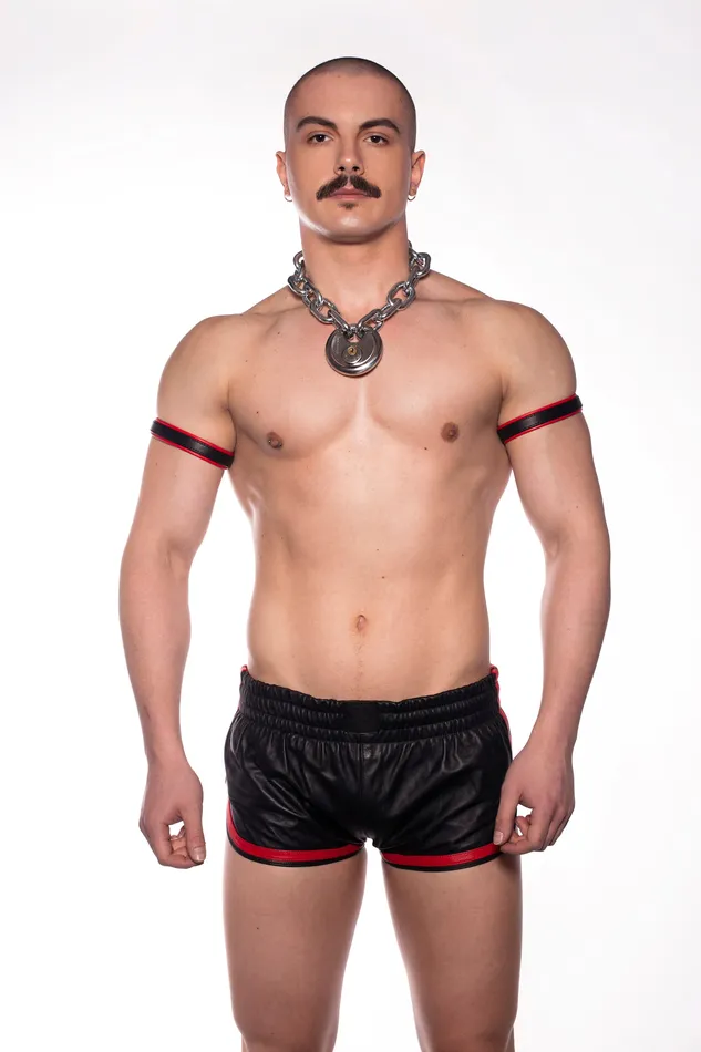 Prowler RED Leather Sports Shorts Black with Red Trim Prowler RED Restraints