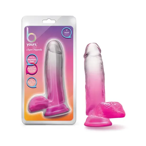 Blush Blush B Yours Sugar Magnolia 7 in Dildo with Balls Suction Cup Fuchsia Dildos Blush Blush B Yours Sugar Magnolia 7 in Dildo with Balls Suction Cup Fuchsia Dildos