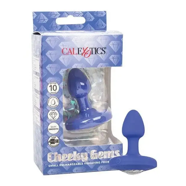 CalExotics Anal Cheeky Gems Small Rechargeable Vibrating Probe Blue