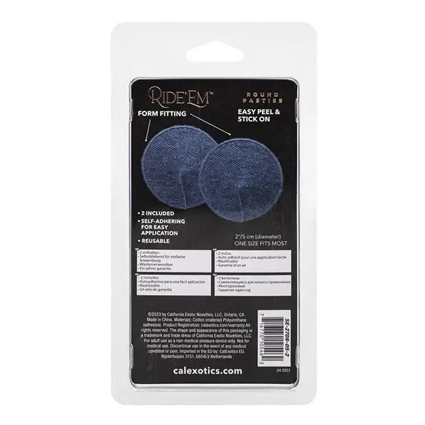 CalExotics Vibrators Ride em Premium Denim Collection Round Pasties Os CalExotics Vibrators Ride em Premium Denim Collection Round Pasties Os
