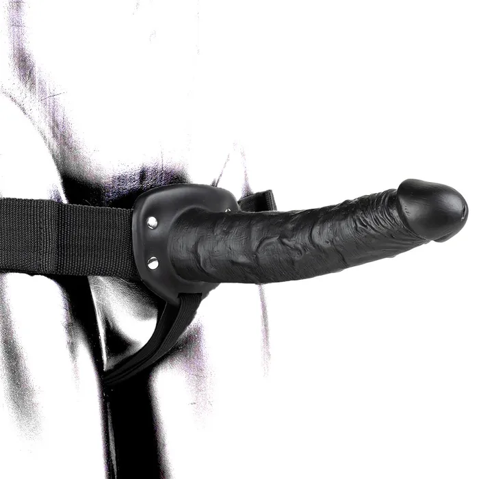 Dildos Shots Toys Real Rock Hollow 10 Inch StrapOn in Black
