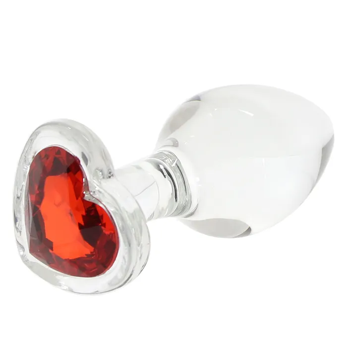 Evolved Novelties Anal Adam Eve Red Heart Gem Glass Plug in Medium Evolved Novelties Anal Adam Eve Red Heart Gem Glass Plug in Medium