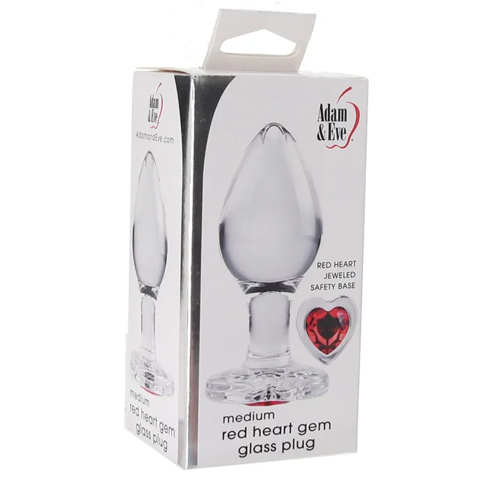 Evolved Novelties Anal Adam Eve Red Heart Gem Glass Plug in Medium Evolved Novelties Anal Adam Eve Red Heart Gem Glass Plug in Medium