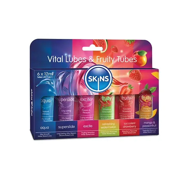 Female Sex Toys Creative Conceptions Skins Vital Lubes Fruity Tubes 12 ml Tubes Pack of 6