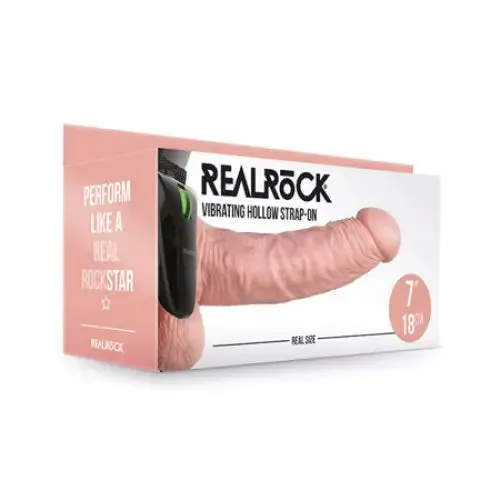 Female Sex Toys SHOTS AMERICA RealRock Realistic 7 in Vibrating Hollow StrapOn With Balls Beige Female Sex Toys SHOTS AMERICA RealRock Realistic 7 in Vibrating Hollow StrapOn With Balls Beige