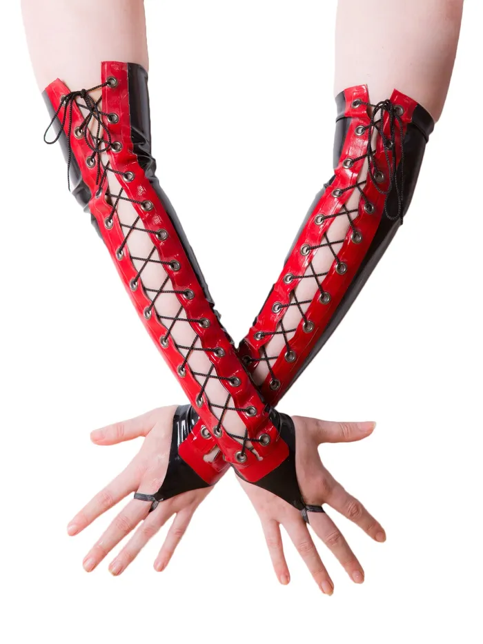 Fingerless Lace Up Latex Gloves One Size HonourSkintwocom Teddies And Bodies