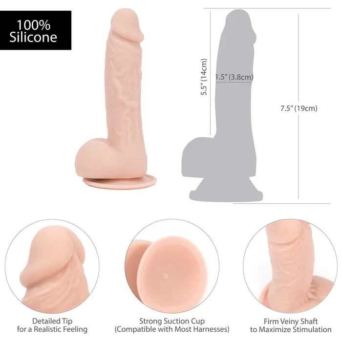 PL Dildos Pure Love 75 Inch Realistic Silicone Dildo with Balls Beige