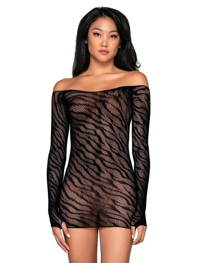 Zebra Patterned OffShoulder Chemise SkinTwocom Vibrators