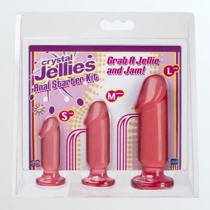 Anal Doc Johnson Crystal Jellies Anal Starter Kit w 3 Butt Plugs