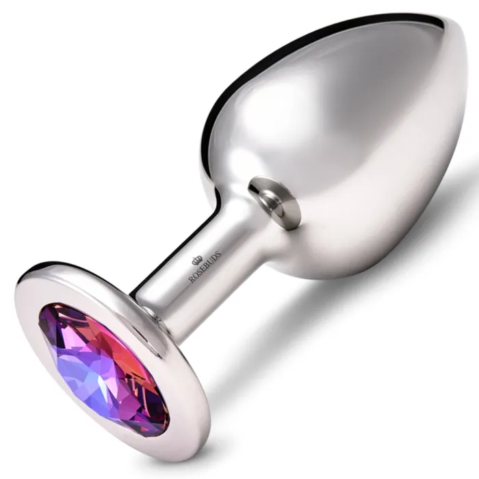 Anal Rosebuds Rosebuds Stainless Steel Butt Plug XL Violet Blue