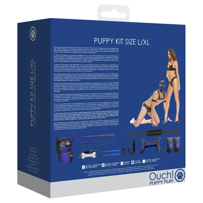 Anal Shots Ouch Puppy Play Neoprene Kit LXL BlackBlue Shots Toys