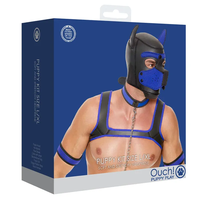 Anal Shots Ouch Puppy Play Neoprene Kit LXL BlackBlue Shots Toys