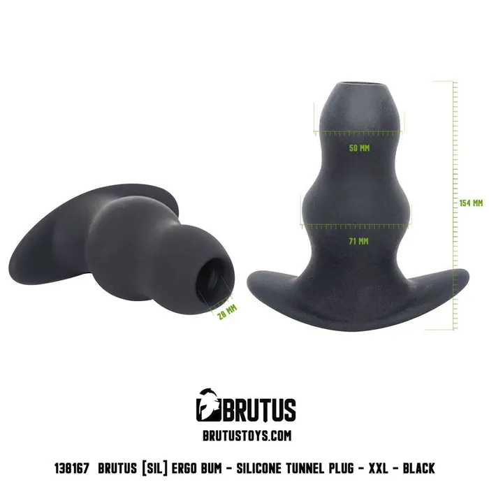 BRUTUS Brutus Ergo Bum Silicone Tunnel Butt Plug XXL Black Anal