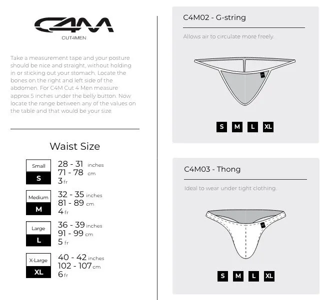 C4M Low Rise GString Provocative Rainbow CUT 4 MEN Mens Underwear