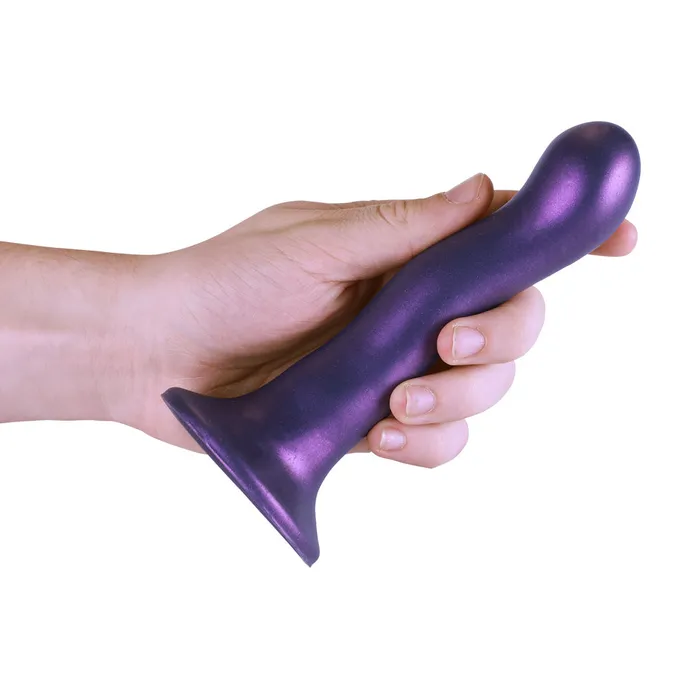 Dildos Shots Toys Shots Ouch Liquid Silicone Curvy GSpot 7 Inch Dildo Metallic Purple