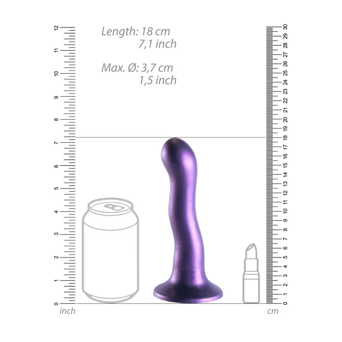 Dildos Shots Toys Shots Ouch Liquid Silicone Curvy GSpot 7 Inch Dildo Metallic Purple
