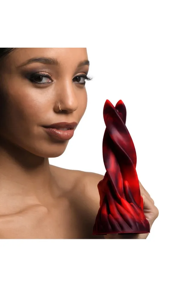 Dildos XR Brands Creature Cocks Hell Kiss Twisted Tongues Silicone Dildo RedBlack XR Brands