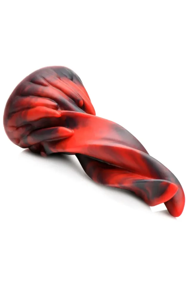Dildos XR Brands Creature Cocks Hell Kiss Twisted Tongues Silicone Dildo RedBlack XR Brands