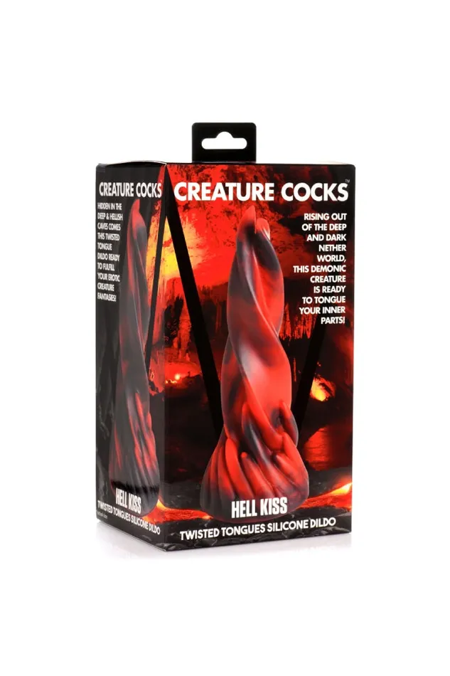 Dildos XR Brands Creature Cocks Hell Kiss Twisted Tongues Silicone Dildo RedBlack XR Brands