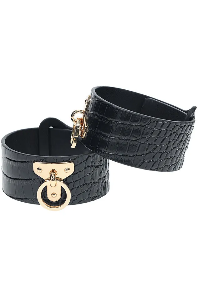 Ouch International Rome Collection Ankle Cuffs BlackGold Shots Toys Anal