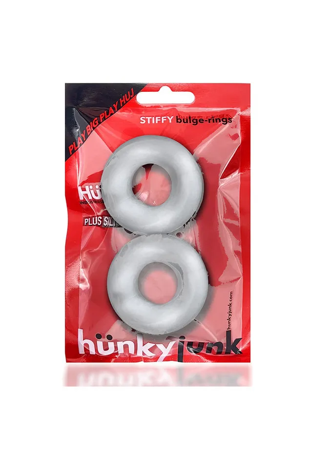 Oxballs Hunkyjunk Stiffy 2 Pack Cock Ring Set Clear Oxballs Male Sex Toys