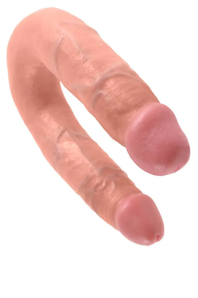 Pipedream Dildos Pipedream King Cock Double Trouble Curved Ultra Realistic Double Ended Dildo Medium Beige
