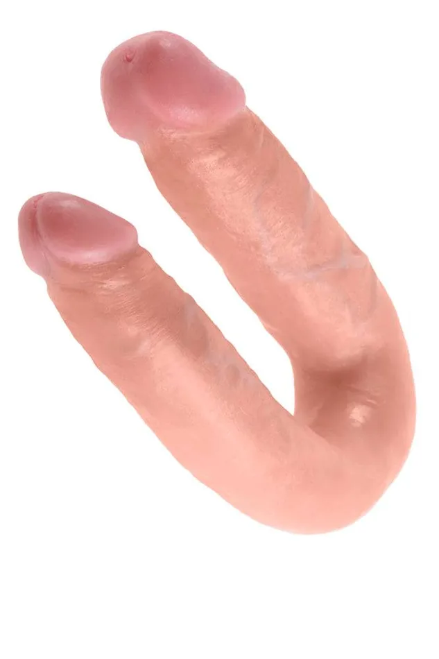 Pipedream Dildos Pipedream King Cock Double Trouble Curved Ultra Realistic Double Ended Dildo Medium Beige