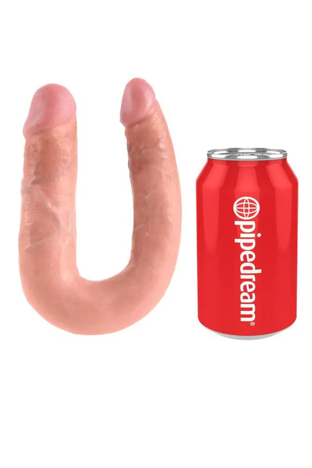 Pipedream Dildos Pipedream King Cock Double Trouble Curved Ultra Realistic Double Ended Dildo Medium Beige