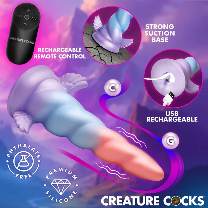 Creature Cocks Female Sex Toys Deluxe Dream Rider Vibrating Unicorn Silicone Dildo