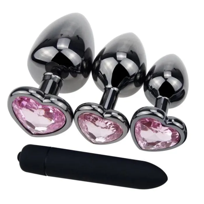 Cute HeartShaped Crystal Jewel Butt Trainer Kit and Bullet Vibrator 4pcs Lovegasm Female Sex Toys Cute HeartShaped Crystal Jewel Butt Trainer Kit and Bullet Vibrator 4pcs Lovegasm Female Sex Toys