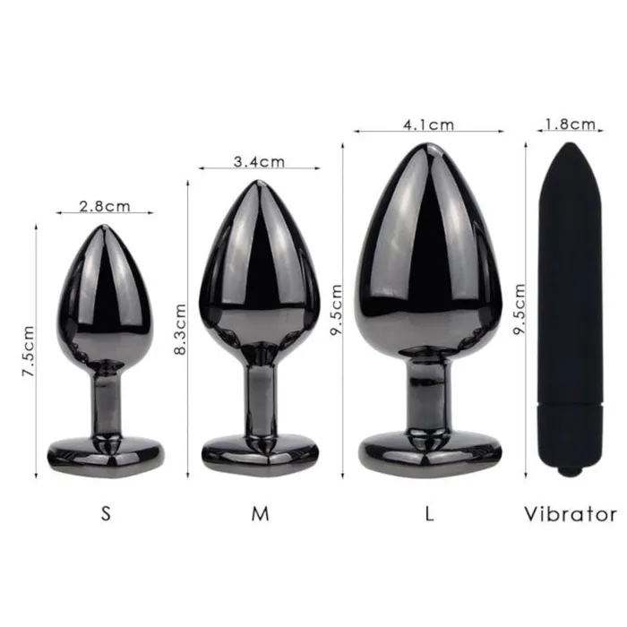 Cute HeartShaped Crystal Jewel Butt Trainer Kit and Bullet Vibrator 4pcs Lovegasm Female Sex Toys