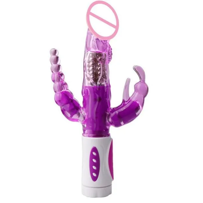 Triple Orgasm Bunny VibratorRabbit Tapping Jack Ears Crystal Lovegasm Vibrators