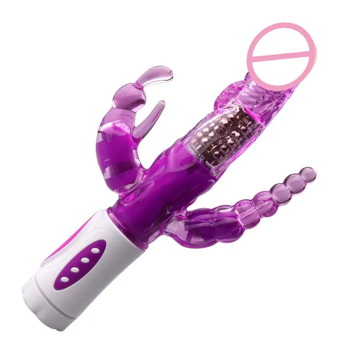 Triple Orgasm Bunny VibratorRabbit Tapping Jack Ears Crystal Lovegasm Vibrators